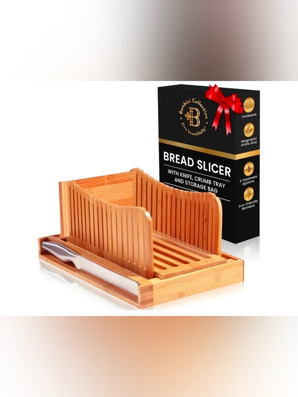 Bamboo Bread Slicer – Natural Wood